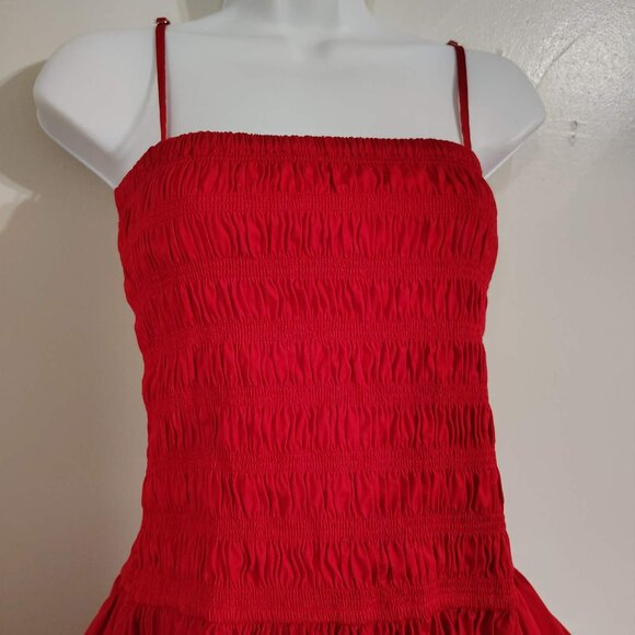 Madewell Poplin Smocked Dress in Red M - Picture 7 of 9